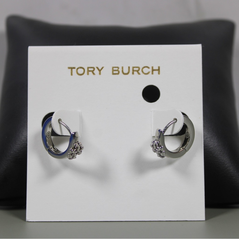 Tory Burch Silver Huggie Hoop Earrings